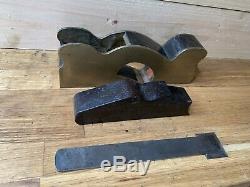Old brass or bronze wood infill shoulder plane old woodworking tool rabbet plane