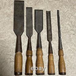 Old tool rare emery waterhouse chisel Set wood good condition