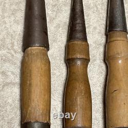 Old tool rare emery waterhouse chisel Set wood good condition