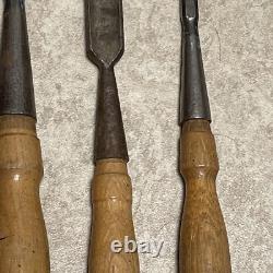 Old tool rare emery waterhouse chisel Set wood good condition