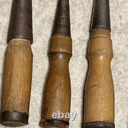 Old tool rare emery waterhouse chisel Set wood good condition