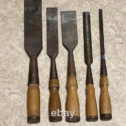 Old tool rare emery waterhouse chisel Set wood good condition