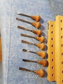 PFEIL Set A 8 Piece Palm Carving Tools Swiss Made with holder Unused