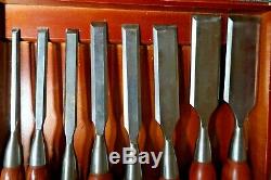 PINNACLE 8 pc BENCH CHISEL SET Wood Working Tools Wooden Handle withBox -C40