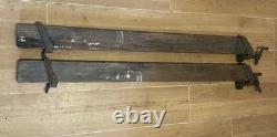 Pair Vintage Wooden and Cast Iron woodworking Bar clamps