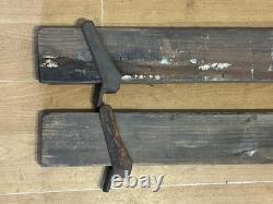 Pair Vintage Wooden and Cast Iron woodworking Bar clamps