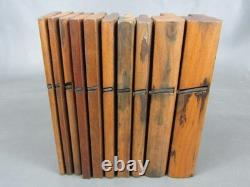 Part set of 10 vintage wooden moulding planes hollow & round old tools Routledge