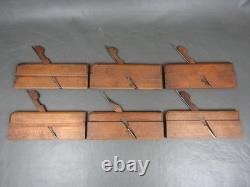 Part set of 10 vintage wooden moulding planes hollow & round old tools Routledge