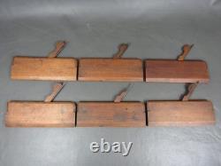 Part set of 10 vintage wooden moulding planes hollow & round old tools Routledge