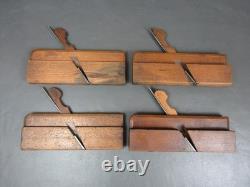 Part set of 10 vintage wooden moulding planes hollow & round old tools Routledge