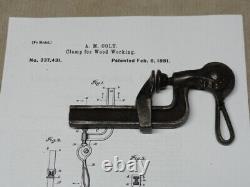 Patented 1881 Woodworking Clamp Colts Patent Cam Lever Action Vintage Wood Tool