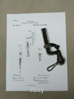 Patented 1881 Woodworking Clamp Colts Patent Cam Lever Action Vintage Wood Tool