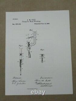 Patented 1881 Woodworking Clamp Colts Patent Cam Lever Action Vintage Wood Tool