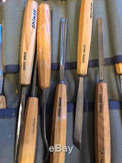 Pfeil Set of 14 Swiss Made Wood Carving Tools Chisel Gouge Arrow Logo Plus Extra