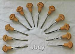 Pfeil Swiss Made Palm Carving Tools Set of 12 With Wood Rack