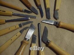 Pfeil woodcarving cutting tools & chisels, lot of 14