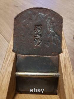Plane Kanna Japanese Woodworking Tool Used Brass Filled Marutomi Sign Japanese