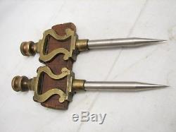 Pr Ornate Antique Brass/Gun Metal Trammel Points Woodworking Tools Marking Gauge