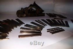 RECORD No44 PLOUGH WOODWORKING PLANE With Mountain of 35 BLADES! With guides