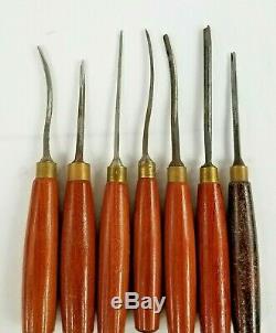 REDUCEDSET OF 7 WOOD CARVING TOOLS, ASHLEY ILES Ltd, ENGLAND. UK