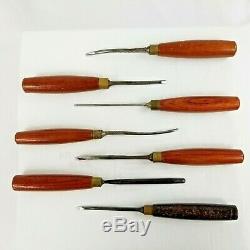 REDUCEDSET OF 7 WOOD CARVING TOOLS, ASHLEY ILES Ltd, ENGLAND. UK