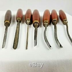 REDUCEDSET OF 7 WOOD CARVING TOOLS, ASHLEY ILES Ltd, ENGLAND. UK