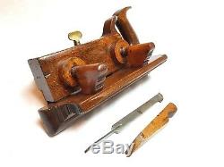 Rare Antique Screw Stem Plough Plane Greenfield No 527 Wood Brass Woodwork