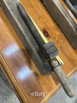 Rare Antique Wooden Bar Clamp Vintage Wood Working Tool 42 Lot Of 2