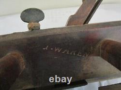 Rare Antique Woodworking Wooden Plane Hand Tool Signed J Waren Good