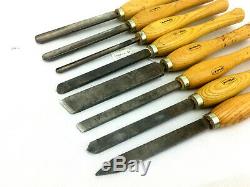 Rare Set Turning Chisels MARPLES Gouges Side Scraping Skew Woodworking Lathe