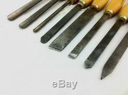 Rare Set Turning Chisels MARPLES Gouges Side Scraping Skew Woodworking Lathe