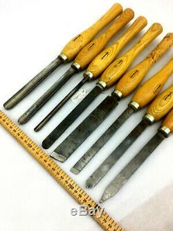 Rare Set Turning Chisels MARPLES Gouges Side Scraping Skew Woodworking Lathe