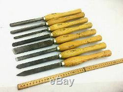 Rare Set Turning Chisels MARPLES Gouges Side Scraping Skew Woodworking Lathe