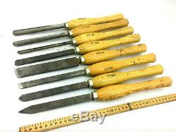 Rare Set Turning Chisels MARPLES Gouges Side Scraping Skew Woodworking Lathe