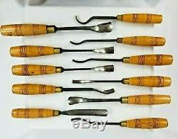 Reduced -11 WOOD CARVING TOOLS SHEFFIELD, UK BEECH HANDLES, ADDIS & SONS, UK