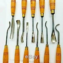 Reduced -11 WOOD CARVING TOOLS SHEFFIELD, UK BEECH HANDLES, ADDIS & SONS, UK