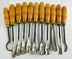 Reduced -11 WOOD CARVING TOOLS SHEFFIELD, UK BEECH HANDLES, ADDIS & SONS, UK