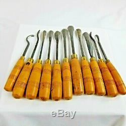 Reduced -11 WOOD CARVING TOOLS SHEFFIELD, UK BEECH HANDLES, ADDIS & SONS, UK