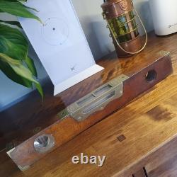 Scarce Antique 15 E. Preston Birmingham No. 98 Brass Mahogany Spirit Level VGC