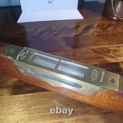 Scarce Antique 15 E. Preston Birmingham No. 98 Brass Mahogany Spirit Level VGC