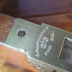 Scarce Antique 15 E. Preston Birmingham No. 98 Brass Mahogany Spirit Level VGC
