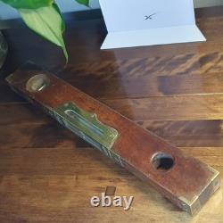 Scarce Antique 15 E. Preston Birmingham No. 98 Brass Mahogany Spirit Level VGC