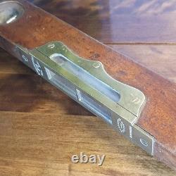 Scarce Antique 15 E. Preston Birmingham No. 98 Brass Mahogany Spirit Level VGC
