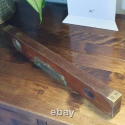 Scarce Antique 15 E. Preston Birmingham No. 98 Brass Mahogany Spirit Level VGC