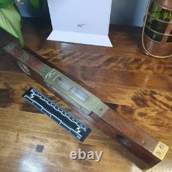 Scarce Antique 15 E. Preston Birmingham No. 98 Brass Mahogany Spirit Level VGC