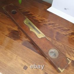 Scarce Antique 15 E. Preston Birmingham No. 98 Brass Mahogany Spirit Level VGC