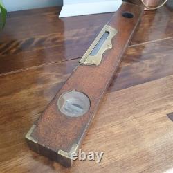 Scarce Antique 15 E. Preston Birmingham No. 98 Brass Mahogany Spirit Level VGC