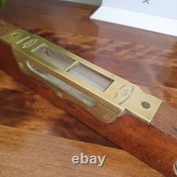 Scarce Antique 15 E. Preston Birmingham No. 98 Brass Mahogany Spirit Level VGC