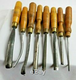 Set 8 Woodcarving Antique Carving Tools Sheffield Makers, Marples, Addis, Taylor