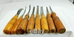 Set 8 Woodcarving Antique Carving Tools Sheffield Makers, Marples, Addis, Taylor